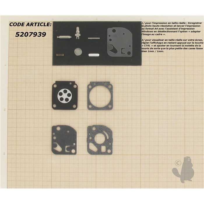 Kit réparation adaptable pour carburateur C1U monté sur ECHO HC1500 SV4B et autres. Remplace origin, 5207939, 520-7939