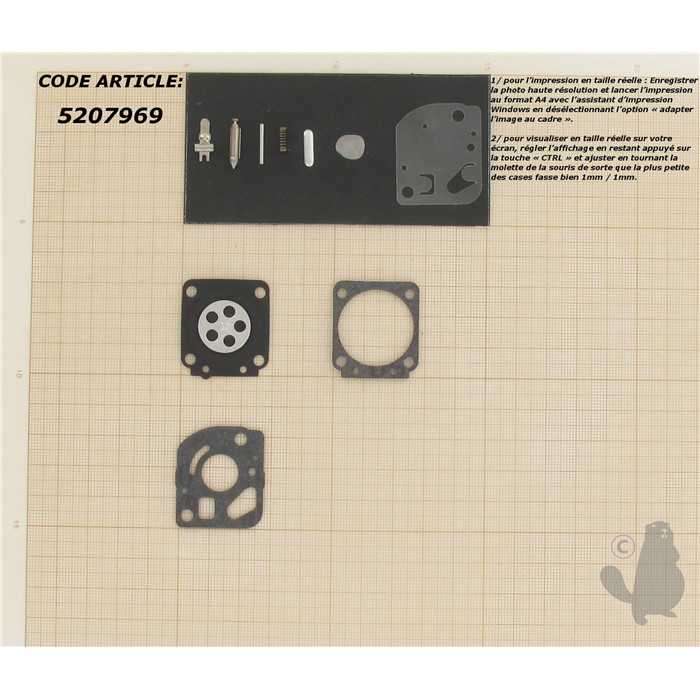 Kit réparation adaptable pour carburateur C1Q monté sur ECHO SRM2400 SRM2100 GT2000 et GT2400. Rem, 5207969, 520-7969