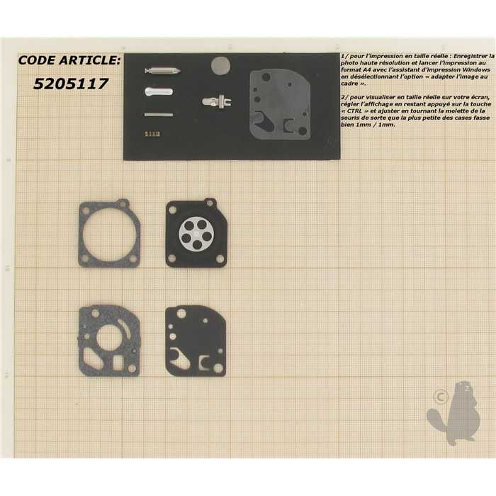 Kit réparation adaptable pour carburateur C1U monté ECHO SRM2300 SRM1500 GT2100 GT2103 GT1100 P, 5205117, 520-5117