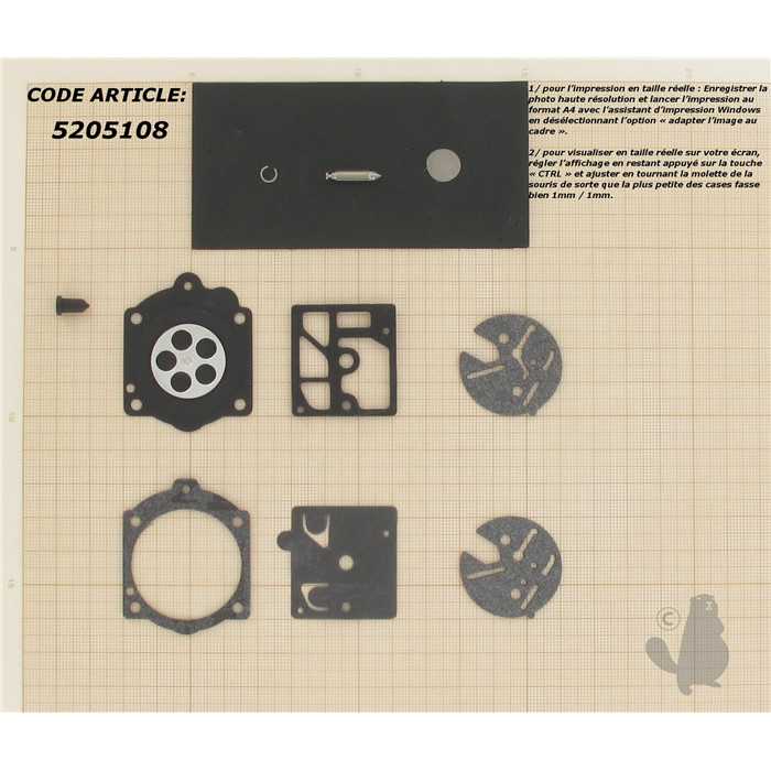 [K10-HDC.] Kit de réparation adaptable pour carburateur WALBRO. Remplace origine: K10-HDC., K10HDC