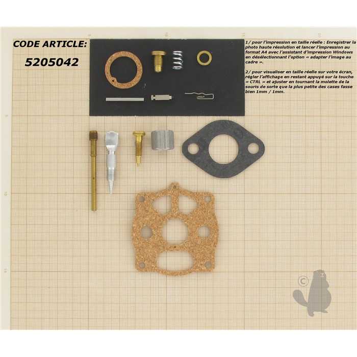Kit réparation carburateur adaptable pour BRIGG et STRATTON. Remplace origine: 291691., 5205042, 520-5042