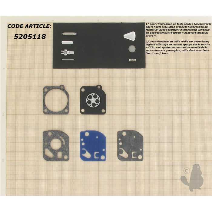 kit réparation carburateur, 5205118, 520-5118