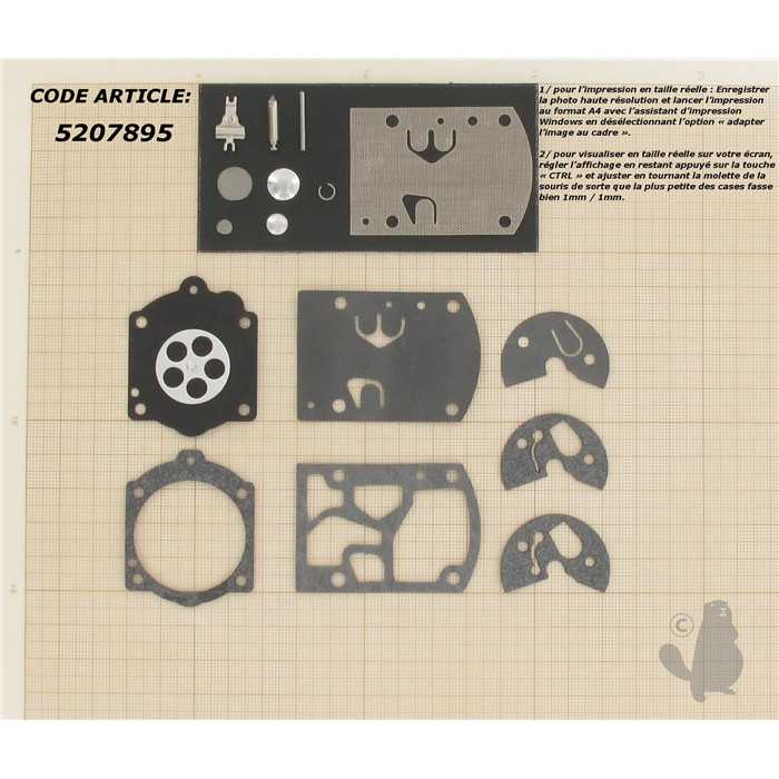 [K11-WB] Kit réparation adaptable pour carburateur WB monté sur DOLMAR 166. Remplace origine: K11-WB, 5207895, 520-7895