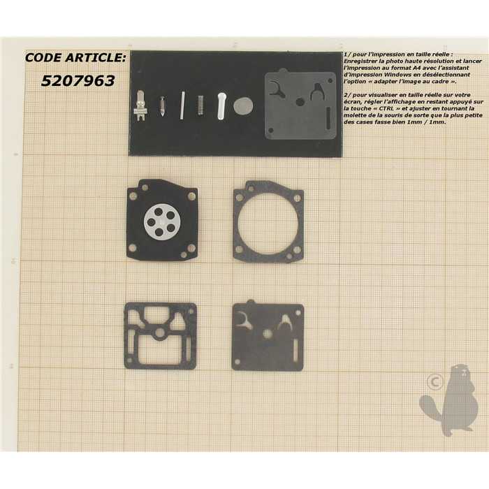Kit réparation adaptable pour carburateur C1Q monté sur ECHO CLS5810 CLS5800 STIHL et autres. Remp, 5207963, 520-7963