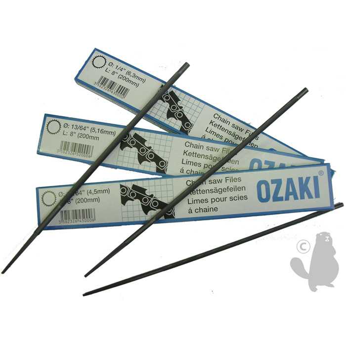 [ZKSP255] Lime ronde OZAKI pour chaîne de tronçonneuse. diam : 5 5mm 7/32 L: 20cm 8. Blister de 2 limes., ZKSP255, ZKS-P255