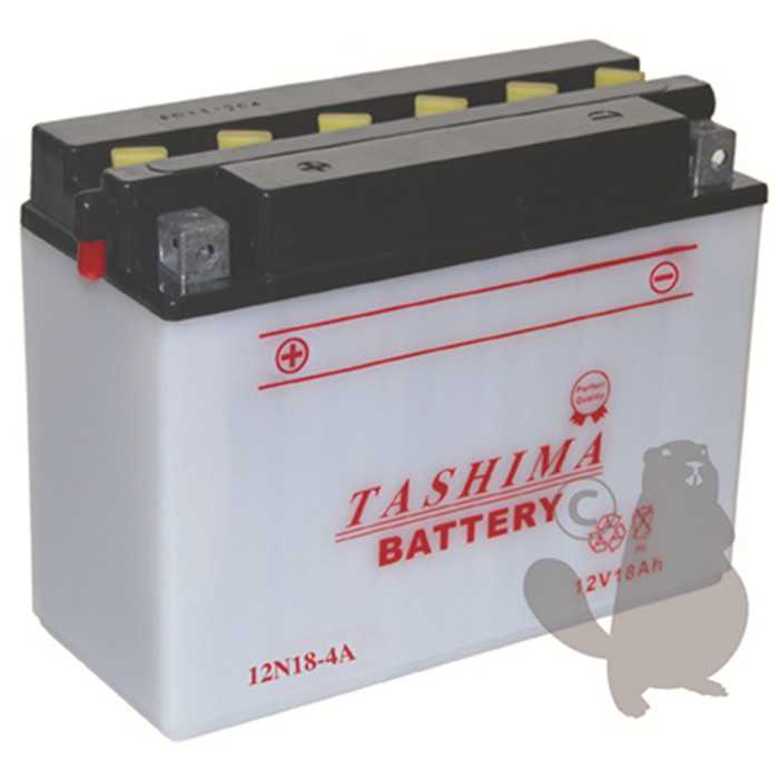 Batterie plomb TASHIMA 12V, 18A. L: 206, L: 91, H: 164mm, + à gauche. livrée sans acide.