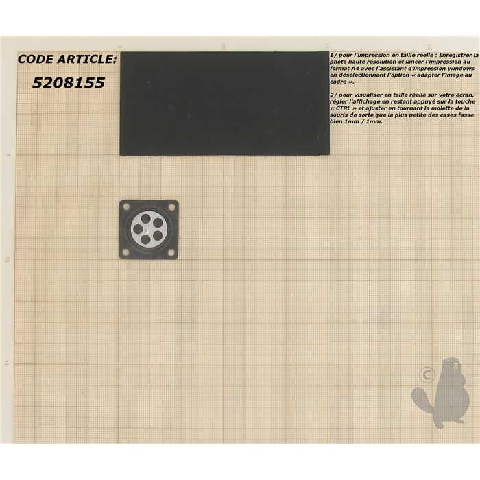Membrane adaptable pour carburateur TILLOTSON type HU, 5208155, 520-8155
