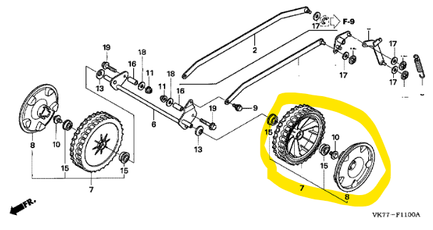 [44700-VK8-000] Roue complete avant HONDA HRX426CSXE, 44700-VK8-000
