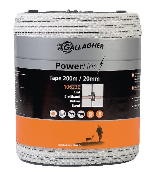 [106236GAL] Powerline large bande 20mm 200m blanc, 106236GAL