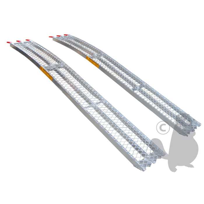 [910-8205] Jeu de 2 rampes courbées alu L: 226cm L: 30 cm profil antidérapant dune capacité maximum de 680kg/p, 9108205, 910-8205