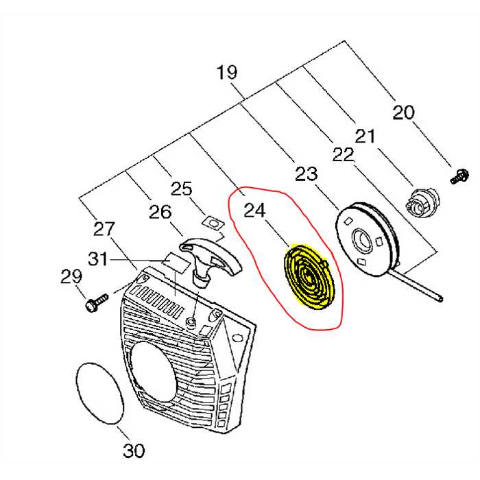 [P022-006250] Ressort de lanceur Shindaiwa 452s, P022006250, P022-006250