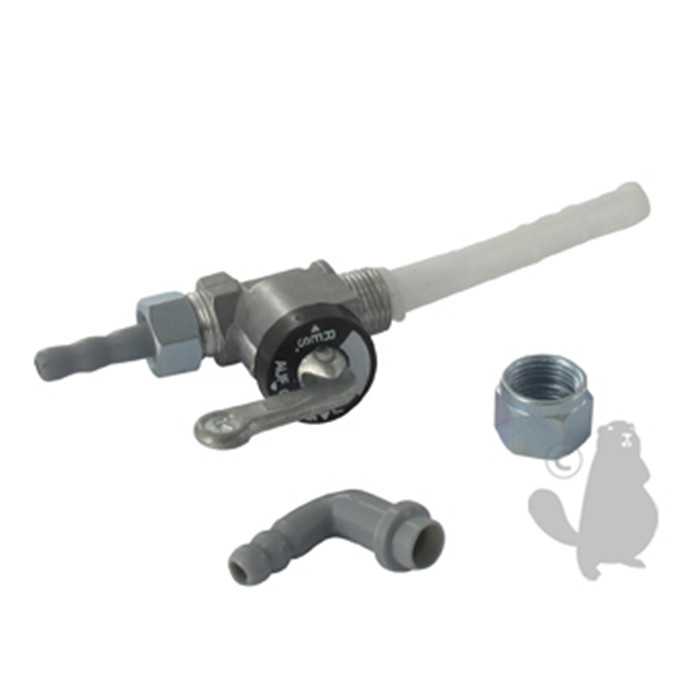 [420-5193] Robinet à essence métallique universel avec Filtre nylon - pour tuyau de diam : 6mm - filetages: M12, 4205193, 420-5193