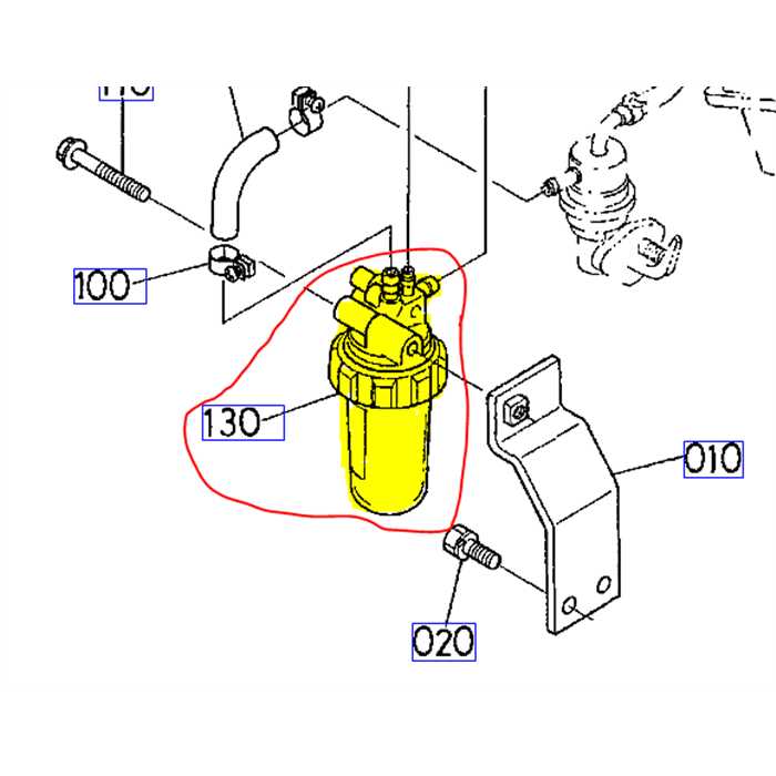 [16261-43010] Support de filtre a carburant complet KUBOTA, 1626143010, 16261-4301-0