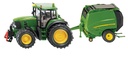 Jouet Siku tracteur JOHN DEERE 7530 avec presse a balles rondes - 1:87, S01665, SIKU 1665