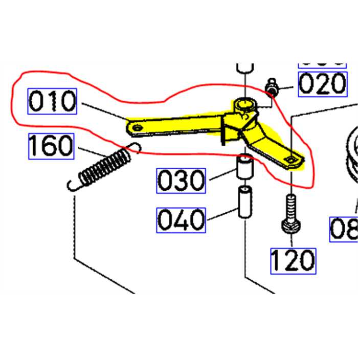 [K5253-34734] Bras de tension poulie de lame KUBOTA GR1600, K525334734, K5253-3473-4, K525334732, K5253-34732
