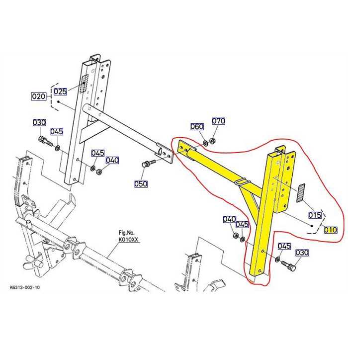 [K6313-96422] Bras de vidange en hauteur arrière gauche KUBOTA G23HD, K631396422, K6313-9642-2