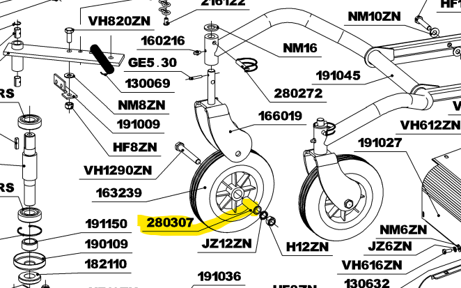[RL0302020121] Buselure roue avant recato 60, 280307, RL280307, RLRL0302020121, RL0302020121