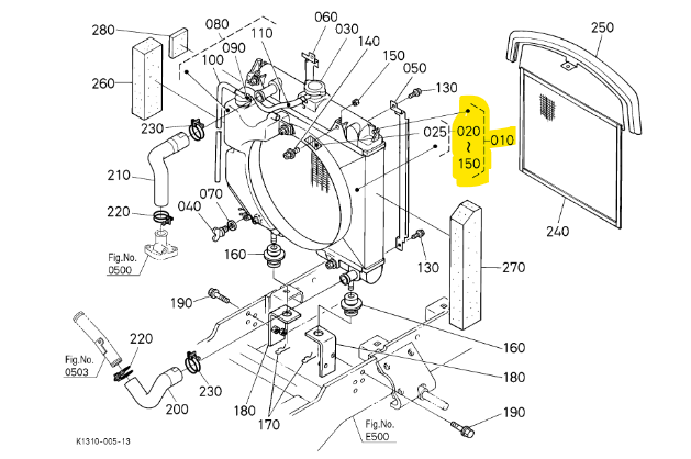 [K1213-95510] Radiateur complet Kubota G18-TG1860EC, K1213-95510