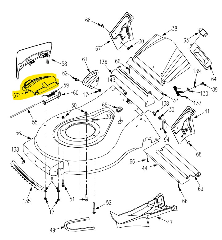 [MZ500H2000016] Bouchon déflecteur latéral GTM500SP1SCH, MZ500H2000016