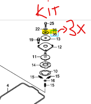 [06630-VP7-C50] Kit caoutchouc montage ( 3 pièces) Honda Miimo 310-520, 63205-VP7-C50, 63205VP7C50, 06630-VP7-C50, 06630VP7C50