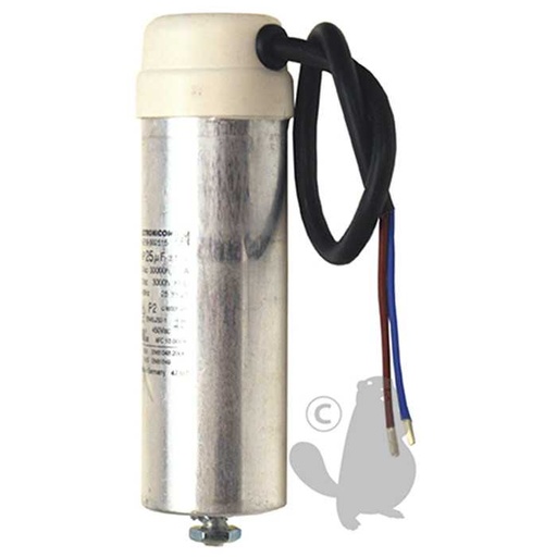 [240-5932] Condensateur électrique universel métallique 80 uf - Fixation M8 diam : 55 mm H: 160 mm, 2405932, 240-5932