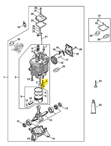 [4282-025-1903] SOUPAPES D’ÉCHAPPEMENT STIHL / Orig. : 42820251903, 42820251903, 4282-025-1903