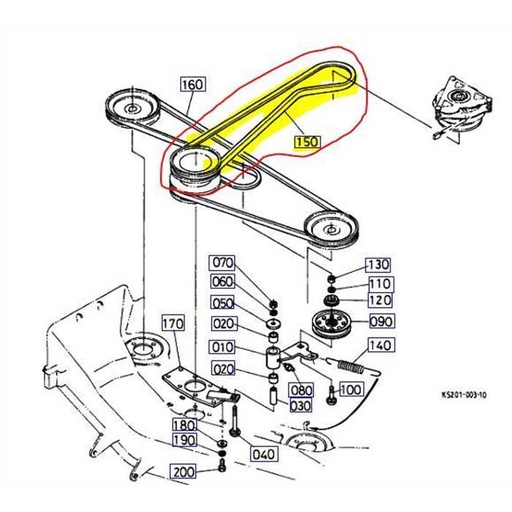 [K5221-51350] Courroie enclenchement de lame KUBOTA TG1860 - RCK48