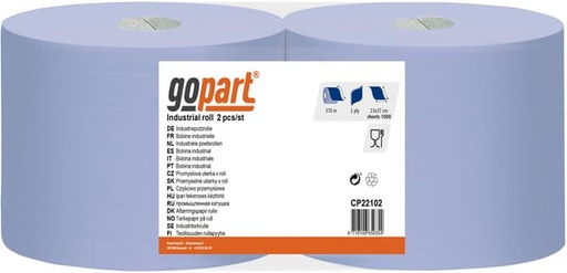 [CP22102] Essuie-tout, rouleau bleu, 23cm x 370m, 2 plis, extérieur Ø290mm, gaufré, 2 rouleaux, gopart