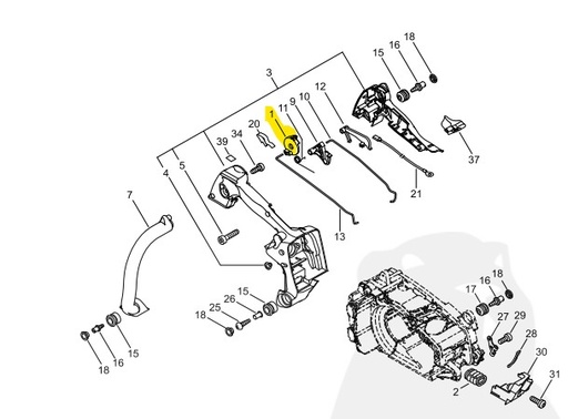 [a253-000090] Gachet poignée de gaz cs360, a253-000090, ECA253000090