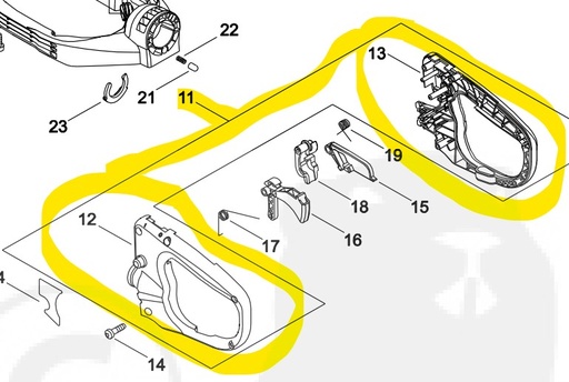 [P021-046150] Kit poignée de gaz arrière pour taille-haie Echo, ECP021046150, P021046150, P021-046150, P021-046140, C410-001350