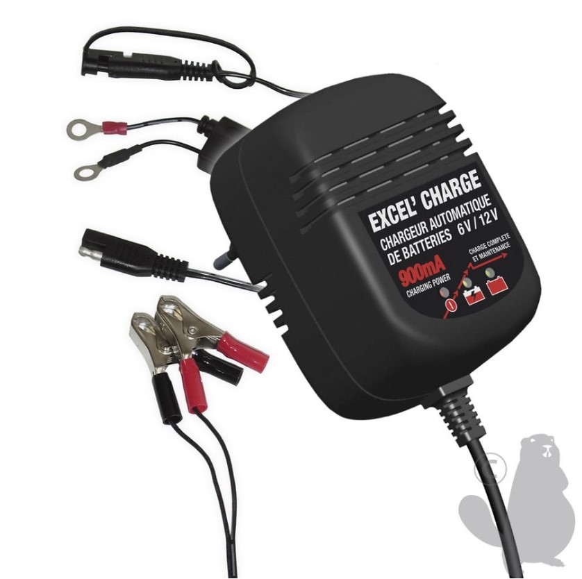 [XTEXL900] Chargeur de batterie, 6&amp;12V 0,9A. pour batterie de 3 - 39Ah.