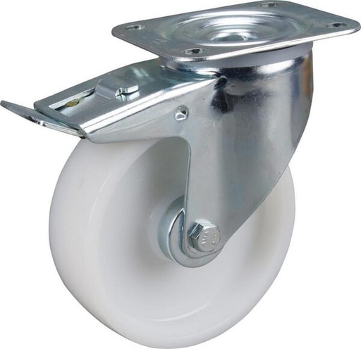 [3477UOJ125P62] Roulettes pivotantes à bandage et / ou corps de roue en polyamide blanc, roulement à rouleaux