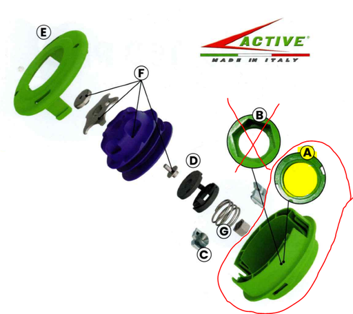 [AC25500] Corps de tête nylon ACTIVE Rapido130 pour montage Universel, 25500, 025500, AC25500, AC-25500