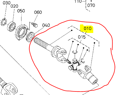 [K7571-12323] Arbre de transmission arrière Gauche KUBOTA RTV900