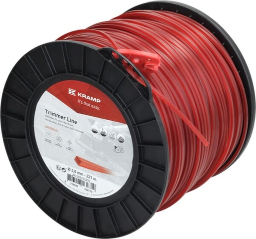 [NL30221SKR] Fil de coupe Ø 3mm 221m carré rouge Kramp
