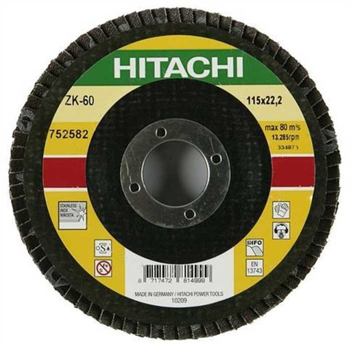 [752582] Disque à lamelles 115 mm grain 80 Hitachi, 4100111, 8717472815019