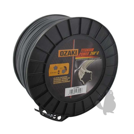 [151-2983] Bobine fil OZAKI TITANIUM POWER 3 0mm X 186m Profil pentagonal co-polymère haute résistance., 1512983, 151-2983