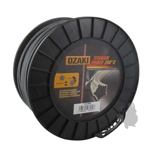 [151-2984] Bobine fil OZAKI TITANIUM POWER 3 5mm X 136m Profil pentagonal co-polymère haute résistance., 1512984, 151-2984