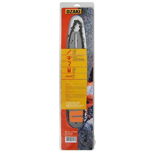 [170-2163] Guide OZAKI ZKX50 + Chaîne 72E 3/8 .063 1.6mm. Remplace guides et chaînes pour STIHL à montage D025., 1702163, 170-2163