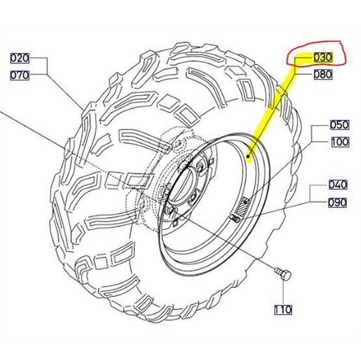 [K7561-19130] Jante 8.50-12 KUBOTA RTV900 montage 5 trous, K756119130, K7561-19132, K7561-1913-0, K7561-1913-2