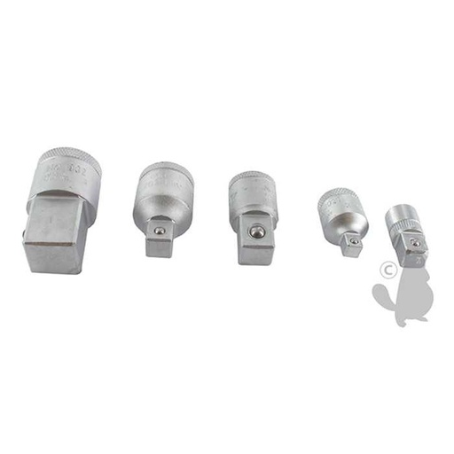 [920-8490] Jeu de cinq adaptateurs composé de deux réducteurs 3/8-1/4 et 1/2-3/8 et de trois augmentateurs 1/4, 9208490, 920-8490