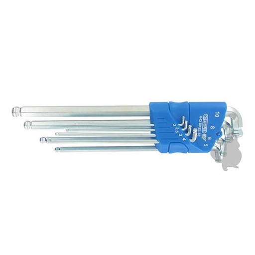 [920-8492] JEU DE 8 CLES MALES 6 PANS LONGUE / TETE SPHERIQUE, 9208492, 920-8492