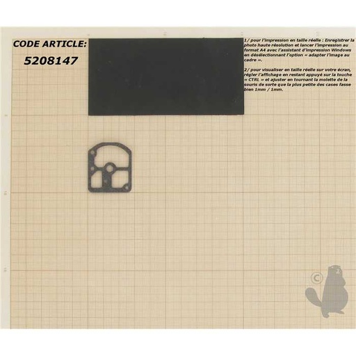 [520-8147] Joint adaptable pour carburateur ZAMA modèles C1S, 5208147, 520-8147
