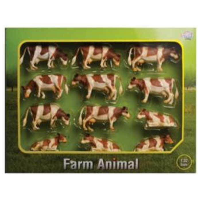 [571968] Jouet 12 vaches brunes 1:32 - kids globe farming