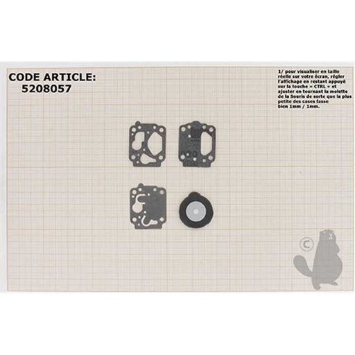 [TK11.] Kit membranes et joints carburateur adaptable KAWASAKI TH43. Remplace origine TEIKEI TK11., 5208057, 520-8057
