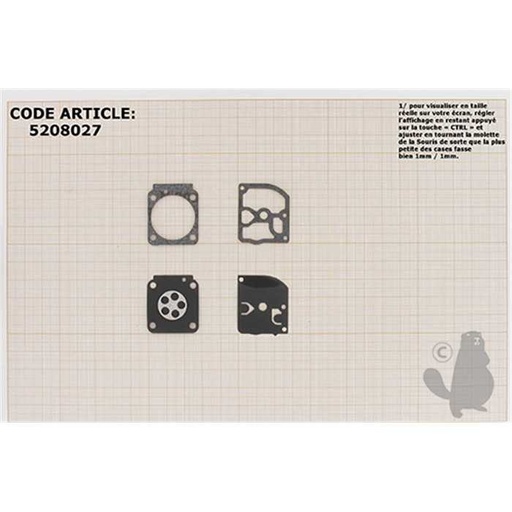 [GND-98.] Kit membranes et joints carburateur adaptable STIHL BT121. Remplace origine GND-98., 5208027, 520-8027