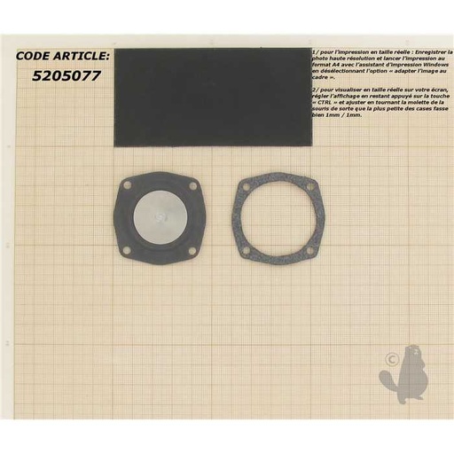 [23910004] Kit membrane et Joint adaptable pour ASPERA /TECUMSEH. Remplace origine: 23910004 630978., 5205077, 630978., 520-5077
