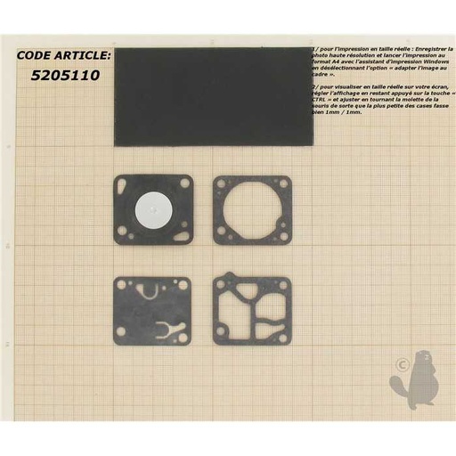 [D1MDC] Kit membranes carburateur adaptable pour WALBRO. Remplace origine: D1MDC 350504, 5205110, 350504, 520-5110