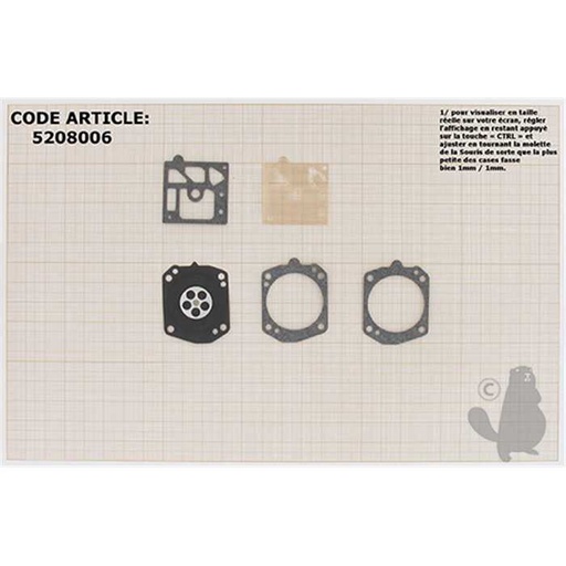 [D24-HDA.] Kit membranes et joints carburateur adaptable HUSQVARNA 340 345 346 346XT 350 351 - SHINDAIWA E, 5208006, 520-8006