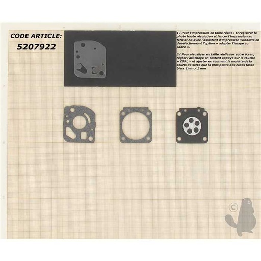 [GND44] Kit membranes adaptable pour carburateur monté sur ECHO TC2100 et SV4. Remplace origine: GND44, 5207922, 520-7922